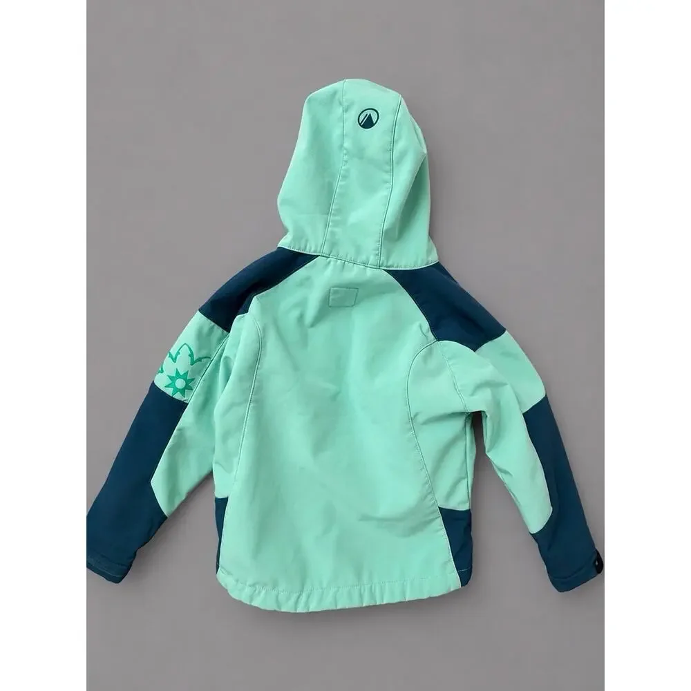 Lippi Kids Hooded Colorblock Softshell Ski Jacket Full Zip Blue/Green M 3-4yr